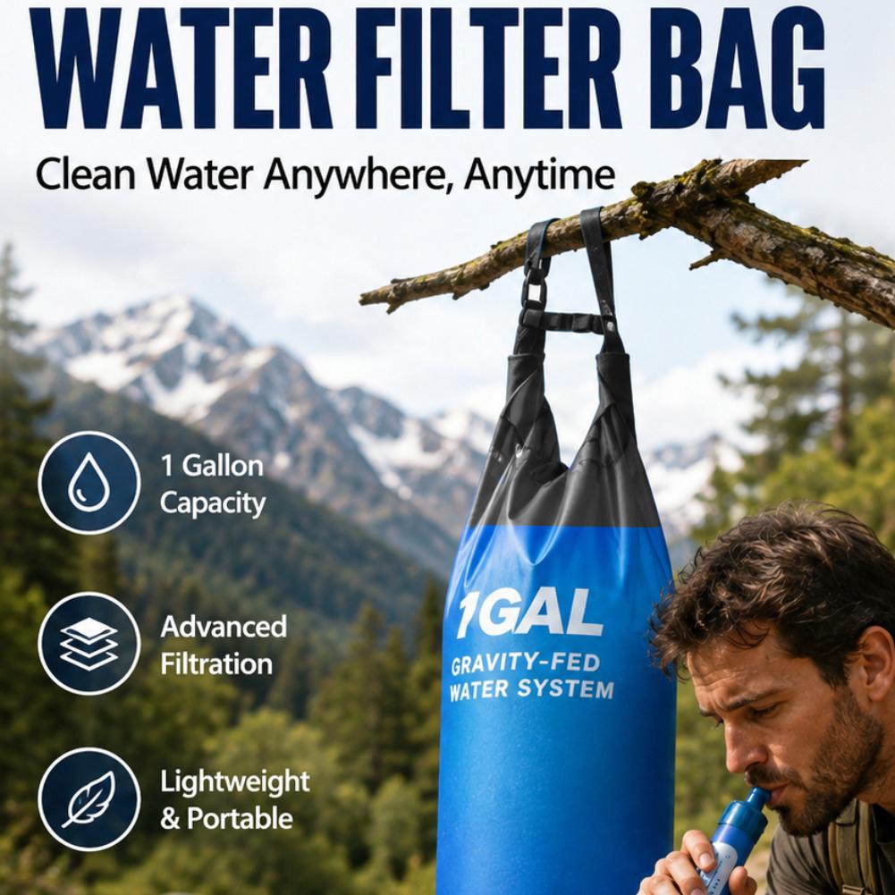 1 Gal Gravity Water Filter Bag - Outdoor Adventure Backpack ulasan dan harga